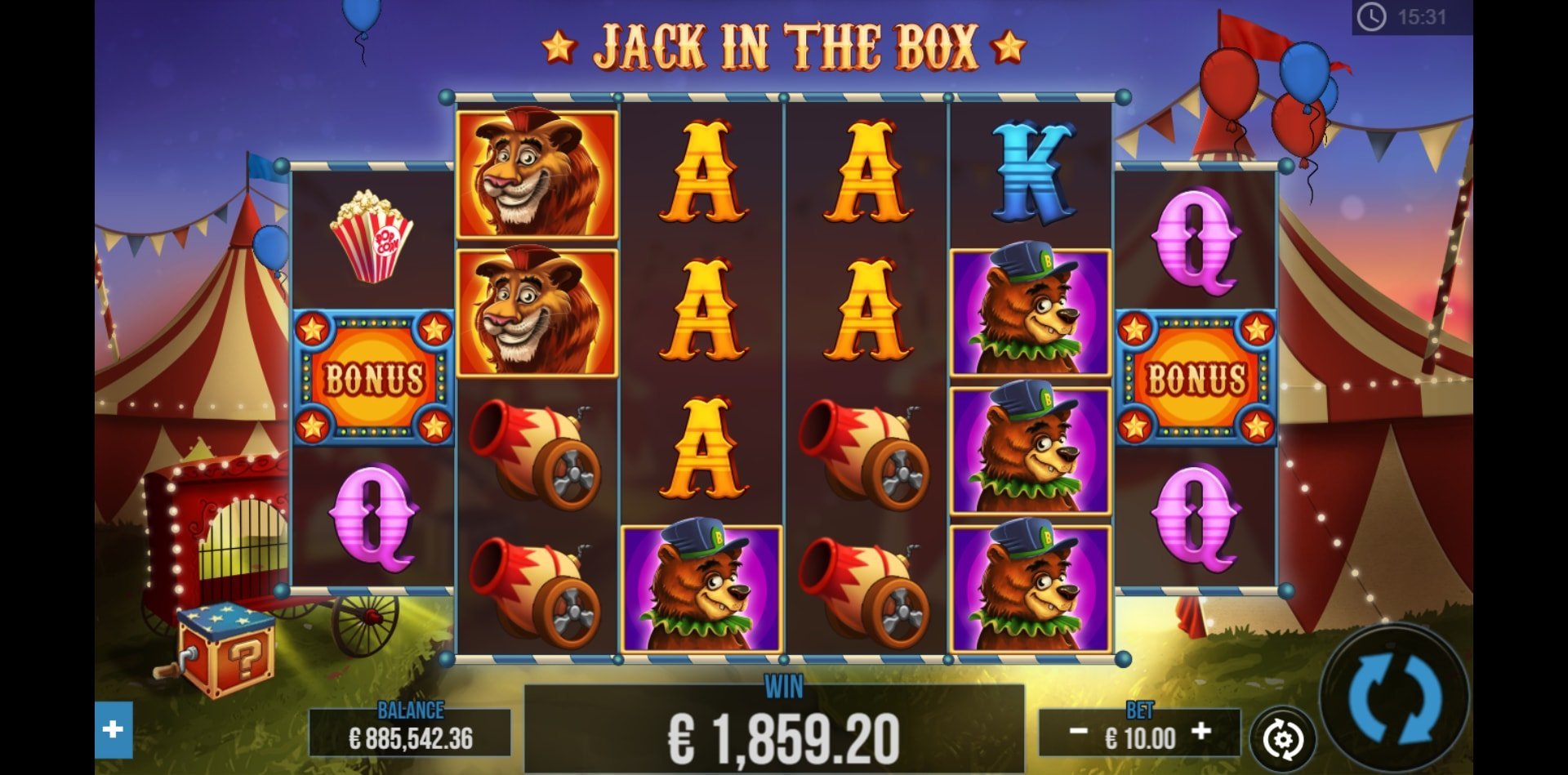 Jack in the box slot