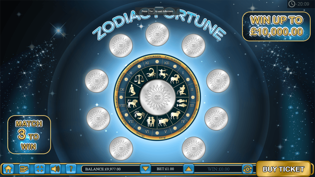 Zodiac Fortune scratch cards