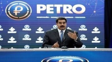 Venezuela's President Nicolas Maduro speaks during the kick-off event for the international trading of Petro, the cryptocurrency developed by the Venezuelan government, in Caracas